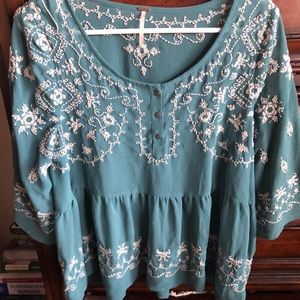 Free People Embroidered Top